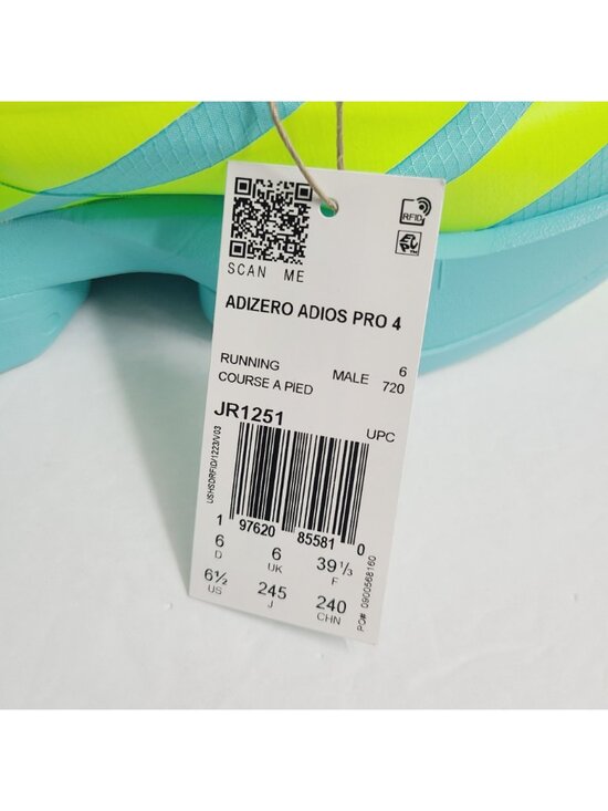 NEW Adidas Adizero Adios Pro 4 Running Shoes JR1251 Size 6.5 Flash Aqua